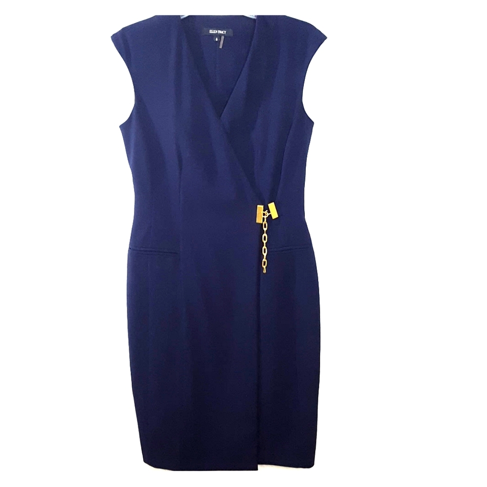 Ellen Tracy Navy Wrap Dress